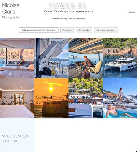 Interfaccia di selezione online: il cliente sceglie le foto tra la selezione del fotografo
